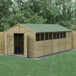 20′ x 10′ Forest 4Life 25yr Guarantee Overlap Pressure Treated Double Door Apex Wooden Shed (3.21m x 5.96m)
