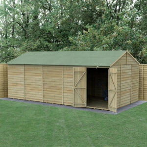 20′ x 10′ Forest 4Life 25yr Guarantee Overlap Pressure Treated Windowless Double Door Reverse Apex Wooden Shed (5.96m x 3.21m)