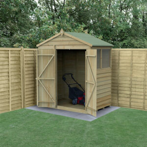 6′ x 4′ Forest 4Life 25yr Guarantee Overlap Pressure Treated Double Door Apex Wooden Shed (1.99m x 1.23m)