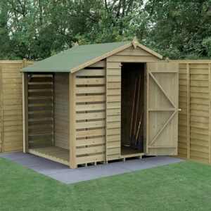 6′ x 4′ Forest 4Life 25yr Guarantee Overlap Pressure Treated Windowless Apex Wooden Shed with Lean To (1.88m x 2.01m)