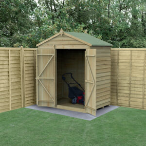 6′ x 4′ Forest 4Life 25yr Guarantee Overlap Pressure Treated Windowless Double Door Apex Wooden Shed (1.99m x 1.23m)