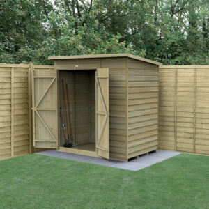 6′ x 4′ Forest 4Life 25yr Guarantee Overlap Pressure Treated Windowless Double Door Pent Wooden Shed (1.98m x 1.39m)