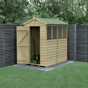 6′ x 4′ Forest Beckwood 25yr Guarantee Shiplap Pressure Treated Apex Wooden Shed – 4 Windows (1.88m x 1.34m)