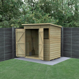 6′ x 4′ Forest Beckwood 25yr Guarantee Shiplap Pressure Treated Double Door Pent Wooden Shed (1.98m x 1.4m)
