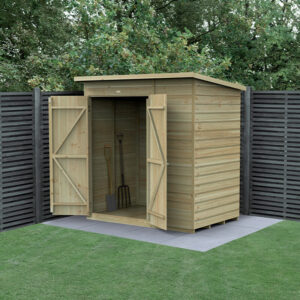 6′ x 4′ Forest Beckwood 25yr Guarantee Shiplap Pressure Treated Windowless Double Door Pent Wooden Shed (1.98m x 1.4m)
