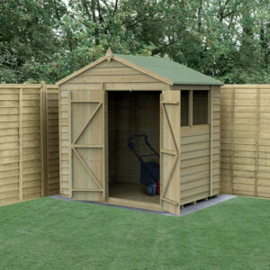 7′ x 5′ Forest 4Life 25yr Guarantee Overlap Pressure Treated Double Door Apex Wooden Shed (2.28m x 1.53m)