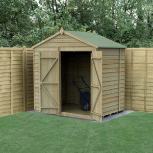 7′ x 5′ Forest 4Life 25yr Guarantee Overlap Pressure Treated Windowless Double Door Apex Wooden Shed (2.28m x 1.53m)