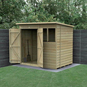 7′ x 5′ Forest Beckwood 25yr Guarantee Shiplap Pressure Treated Double Door Pent Wooden Shed (2.26m x 1.7m)