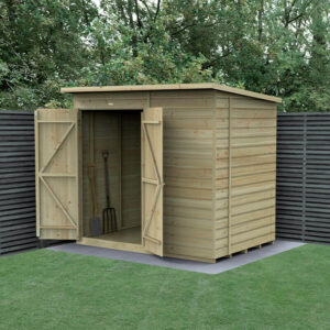7′ x 5′ Forest Beckwood 25yr Guarantee Shiplap Pressure Treated Windowless Double Door Pent Wooden Shed (2.26m x 1.7m)