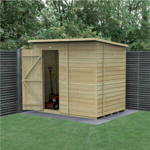 7′ x 5′ Forest Beckwood 25yr Guarantee Shiplap Pressure Treated Windowless Pent Wooden Shed (2.26m x 1.7m)