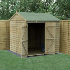 7′ x 7′ Forest 4Life 25yr Guarantee Overlap Pressure Treated Windowless Double Door Reverse Apex Wooden Shed (2.28m x 2.12m)