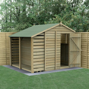 8′ x 6′ Forest 4Life 25yr Guarantee Overlap Pressure Treated Apex Wooden Shed with Lean To (2.42m x 2.65m)