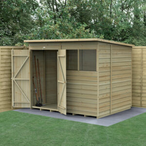8′ x 6′ Forest 4Life 25yr Guarantee Overlap Pressure Treated Double Door Pent Wooden Shed (2.51m x 2.04m)