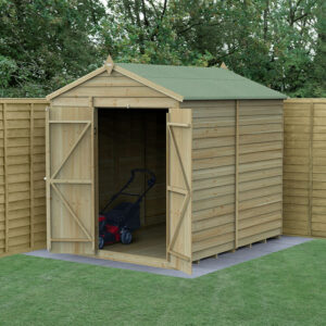 8′ x 6′ Forest 4Life 25yr Guarantee Overlap Pressure Treated Windowless Double Door Apex Wooden Shed (2.42m x 1.99m)