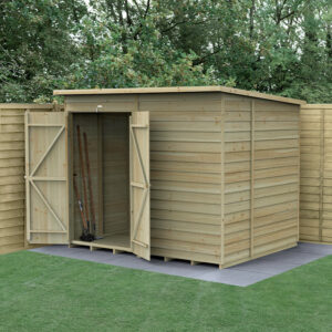 8′ x 6′ Forest 4Life 25yr Guarantee Overlap Pressure Treated Windowless Double Door Pent Wooden Shed (2.51m x 2.04m)