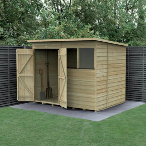 8′ x 6′ Forest Beckwood 25yr Guarantee Shiplap Pressure Treated Double Door Pent Wooden Shed (2.52m x 2.05m)