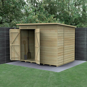 8′ x 6′ Forest Beckwood 25yr Guarantee Shiplap Pressure Treated Windowless Double Door Pent Wooden Shed (2.52m x 2.05m)