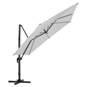 Light Grey 3 x 3 m Square Cantilever Parasol Outdoor Hanging Umbrella for Garden and Patio