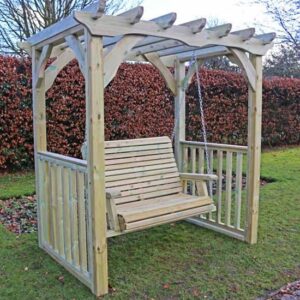 Archway Wooden Garden Swing Seat In Natural