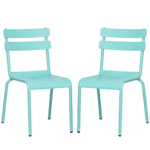 Amarillo Blue Aluminium Outdoor Side Chairs In Pair
