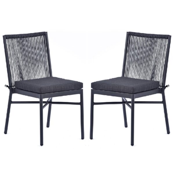 Nardo Grey Weave Outdoor Side Chairs With Metal Frame In Pair