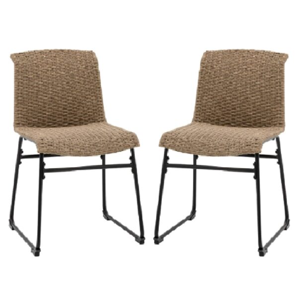 Shelton Outdoor Natural Rattan Dining Chairs In Pair