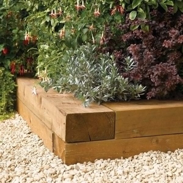Bexa Wooden Garden Set Of 2 Sleepers In Natural 0.9m