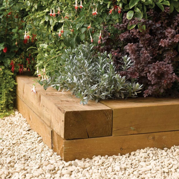 Bexa Wooden Garden Set Of 2 Sleepers In Natural 1.8m