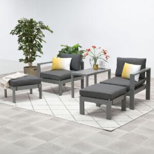 Billson Aluminium Garden 5 Piece Lounge Set In Artic Grey