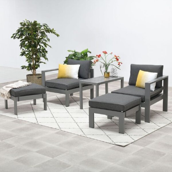 Billson Aluminium Garden 5 Piece Lounge Set In Artic Grey