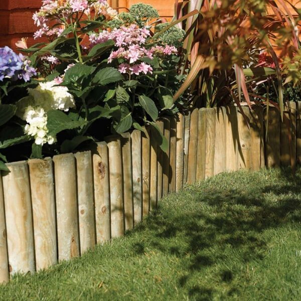 Bory Wooden Garden Set Of 2 Border Roll Fence In Natural 30cm
