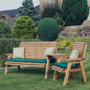 Vail Wooden Garden Angled 3+1 Seater Bench Set In Natural