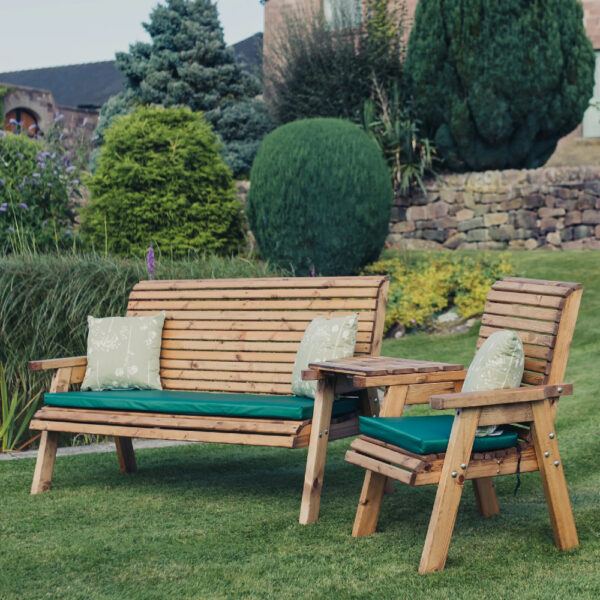 Vail Wooden Garden Angled 3+1 Seater Bench Set In Natural