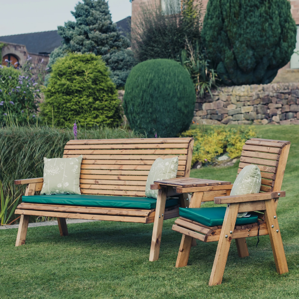 Vail Wooden Garden Angled 3+1 Seater Bench Set In Natural