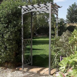 Worsley Metal Garden Arch In Gunmetal Grey