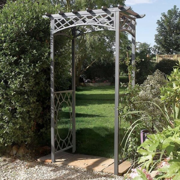 Worsley Metal Garden Arch In Gunmetal Grey