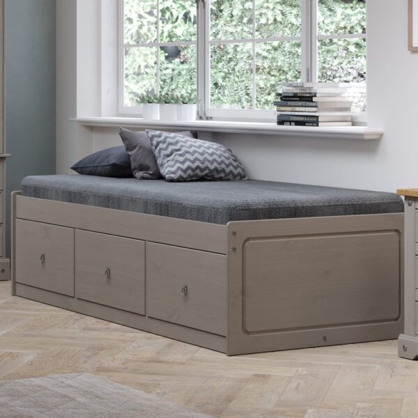 Caribou Wooden Cabin Bed With 3 Drawers In Grey Oak