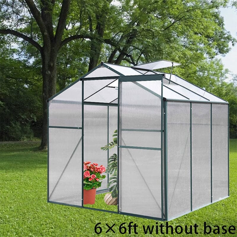 4×6 ft/ 6×6 ft/ 8×6 ft/10' x 6' ft Garden Greenhouse Green Framed with 2 Vents Rain Gutter Setting