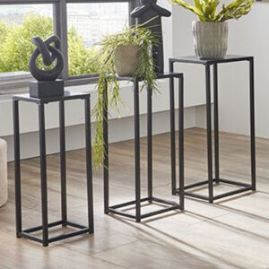 Boulder Metal Set Of 3 Planter In Black