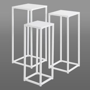 Boulder Metal Set Of 3 Planter In White