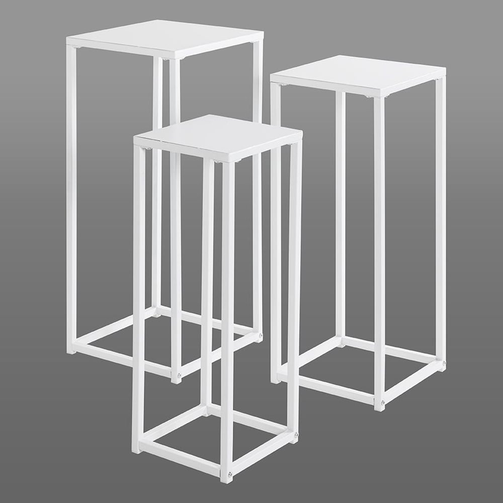 Boulder Metal Set Of 3 Planter In White