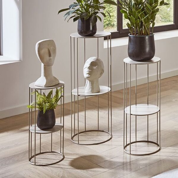 Evanston Metal Set Of 3 Planter In Grey