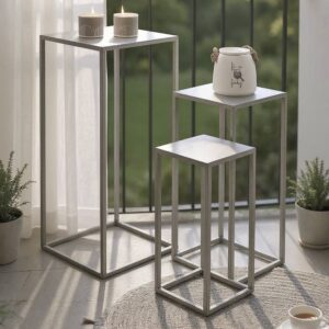 Vineland Metal Square Set Of 3 Planter In Grey