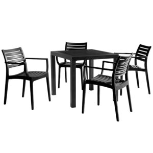 Albany Outdoor Wooden Dining Table With 4 Alto Chairs In Black
