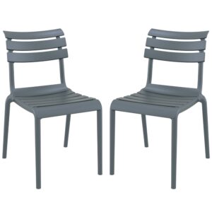 Haslet Dark Grey Polypropylene Outdoor Side Chairs In Pair
