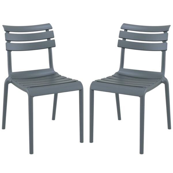 Haslet Dark Grey Polypropylene Outdoor Side Chairs In Pair