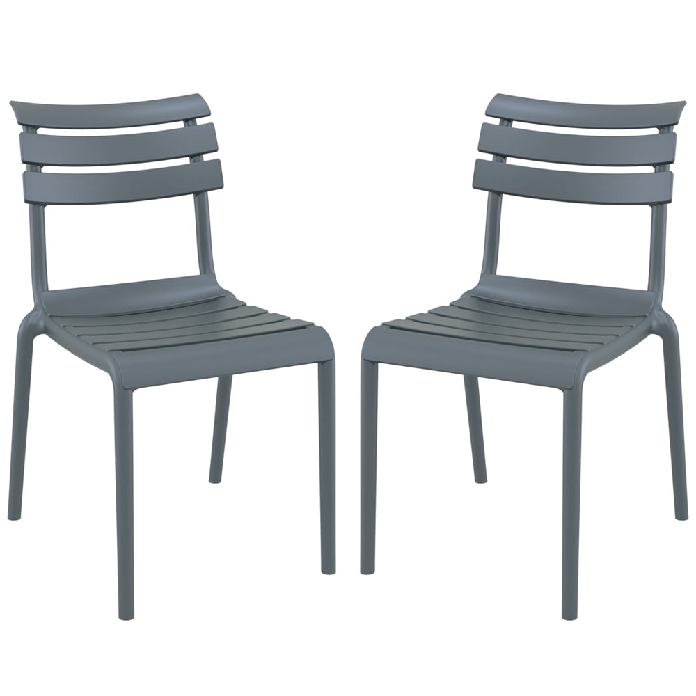 Haslet Dark Grey Polypropylene Outdoor Side Chairs In Pair