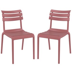 Haslet Marsala Polypropylene Outdoor Side Chairs In Pair