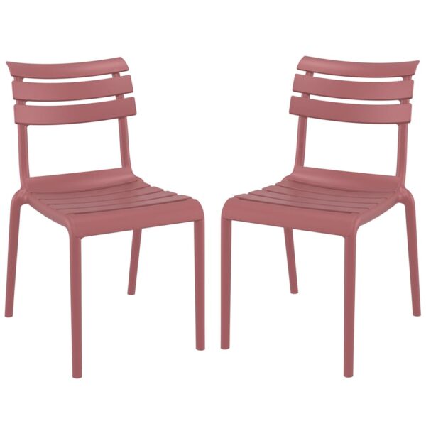 Haslet Marsala Polypropylene Outdoor Side Chairs In Pair