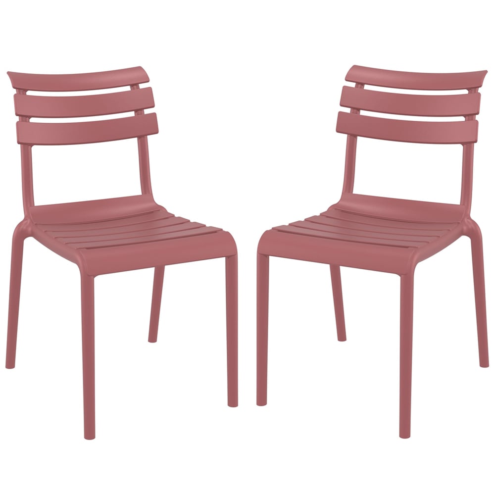 Haslet Marsala Polypropylene Outdoor Side Chairs In Pair